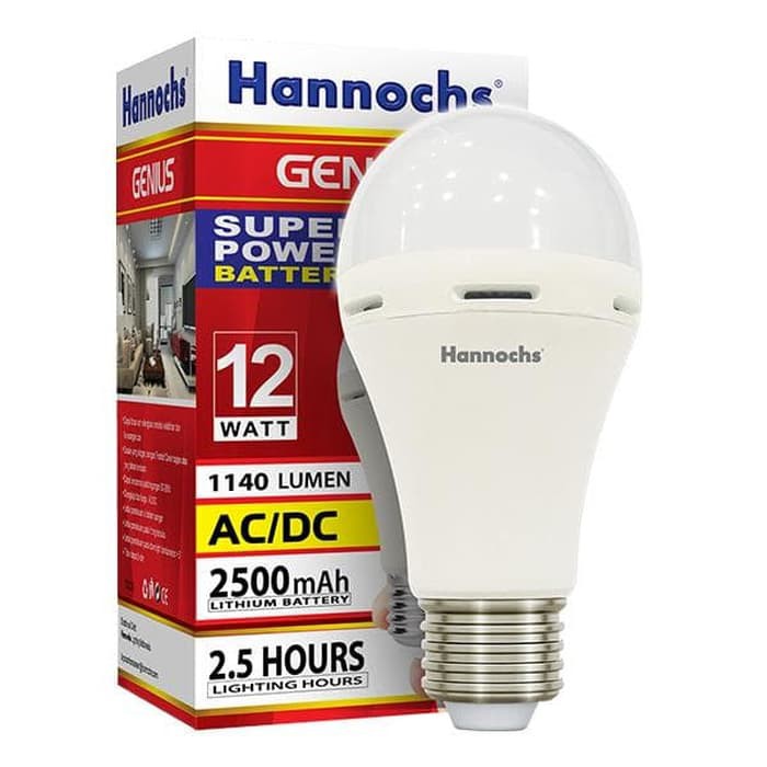 Hannochs - Lampu Emergency LED AC/DC GENIUS - 12 watt - cahaya Putih