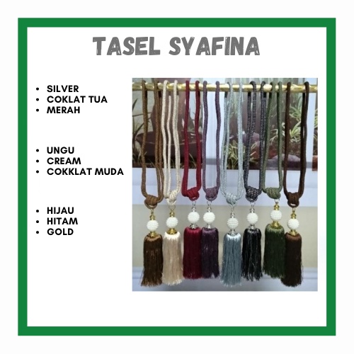 TASEL IMPORT TALI PENGAIT GORDEN RUMBAY - TALI TASEL SYAFINA CANTIK ELEGAN - PENGAIT HORDENG MURAH