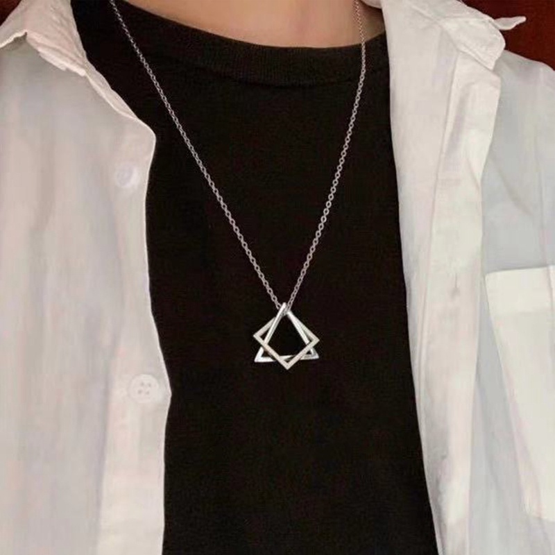 Kalung Liontin Bentuk Segitiga Geometris Gaya Hip-Hop Hipster Untuk Pria