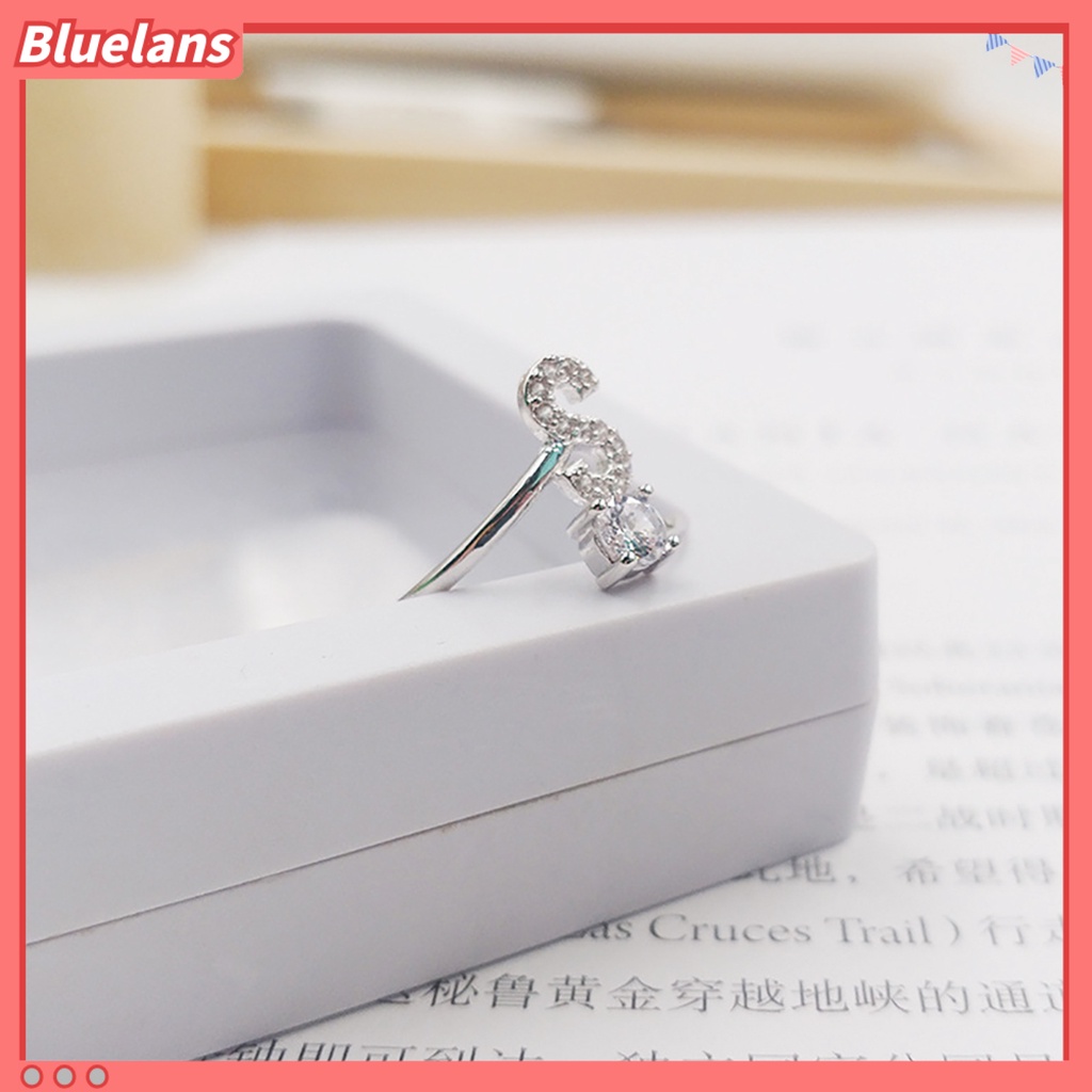 Bluelans Cincin Tembaga Terbuka Adjustable Desain Huruf Untuk Wanita