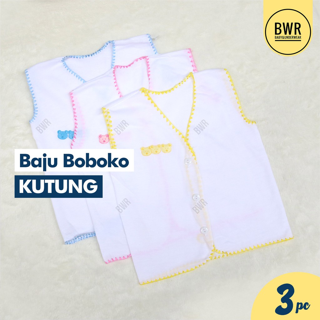 [ 3pc ] Baju Boboko Bordir PUTIH KUTUNG | Baju Kancing Bayi Newborn Murah Berkualitas - Bwr IX