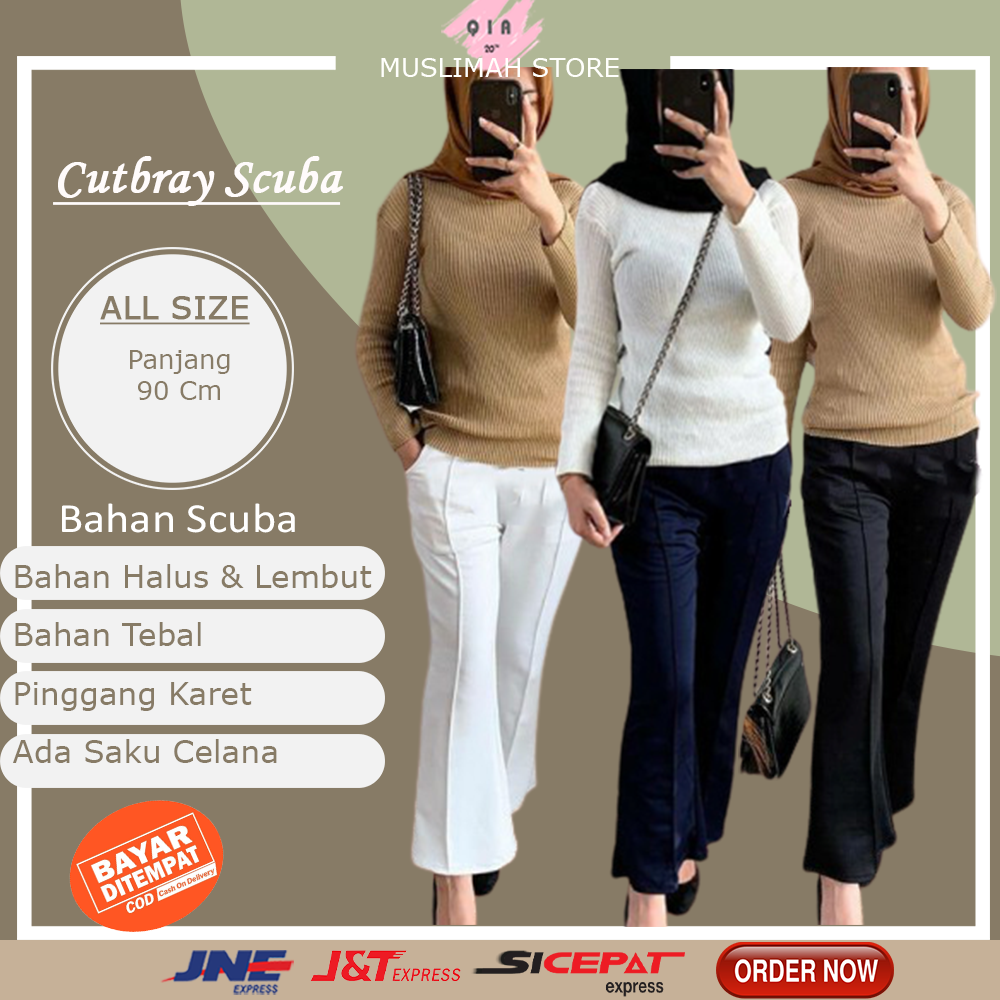 Celana cutbray panjang fashion jeans muslim wanita 