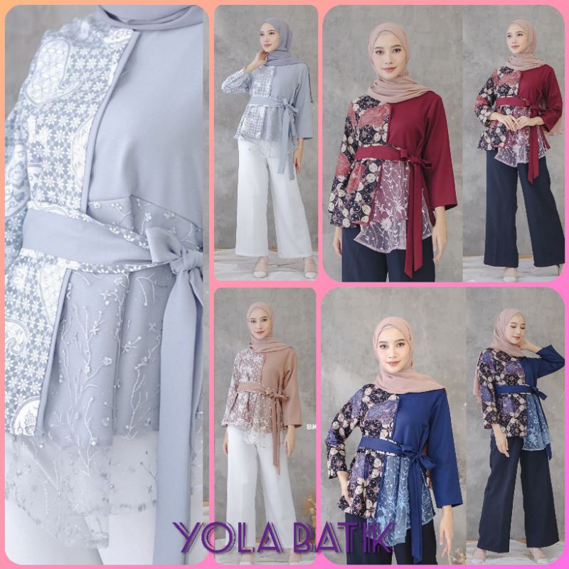 tey-17 Batik wanita ASJ SA HRB026 Kenongo Kemeja Tosca Pendek-3