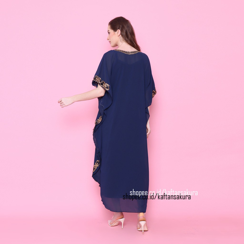 Kaftan Luna Terbaru Kaftan Wanita Bordir Gold Luna Mewah untuk Lebaran Pesta Kondangan Warna Hitam Putih Terbaru Best Seller termurah harga Grosir TERLARIS!!!