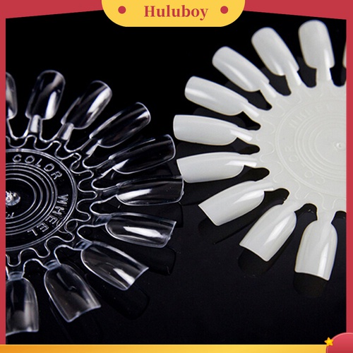 Huluboy Huluboy♡ 10pcs Palet Display 18 Kuku Palsu Bentuk Roda Bulat Bahan Plastik