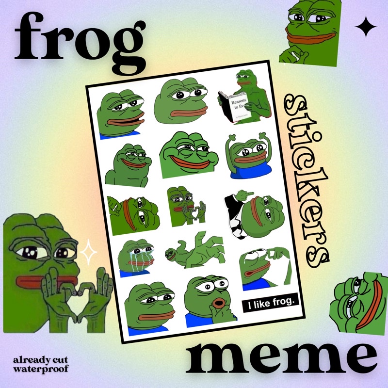 

STICKER FROG MEME stiker aesthetic gambar pepe the frog meme katak kodok anti air sudah dipotong