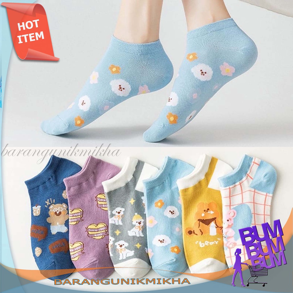 Kaos Kaki Fashion Wanita MOTIF KARTUN Korea Style  Women Sock Import - BUM