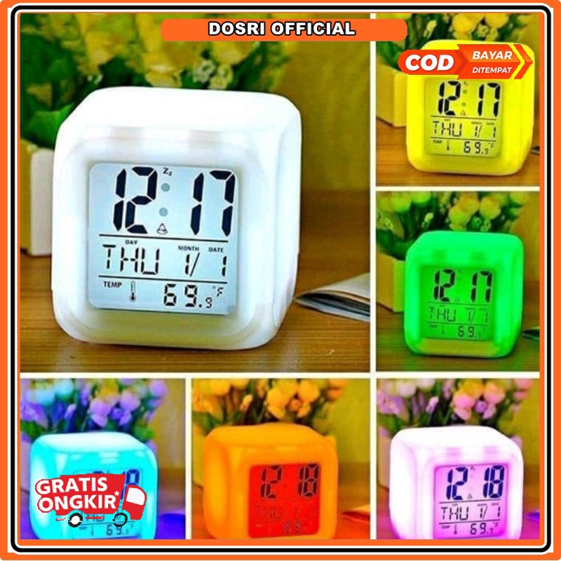 [BISA COD] Jam Meja Alarm LED Digital Clock berubah 7 warna