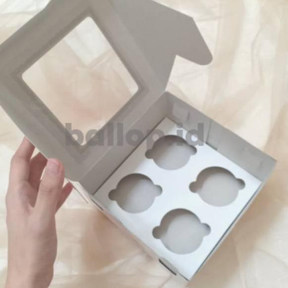 

GROSER Box Dus Dos Kotak Packing Cupcake Muffin Pudding Sekat Lubang Isi 4