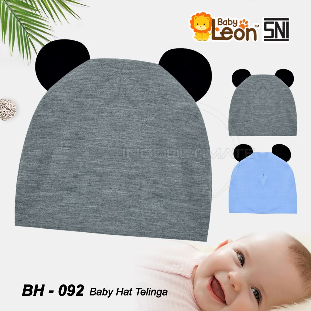 Topi Kupluk Bayi Model Telinga Kelinci BABY LEON Topi Anak Pelindung Kepala Polos Unisex BH-092 Topi Polos Katun