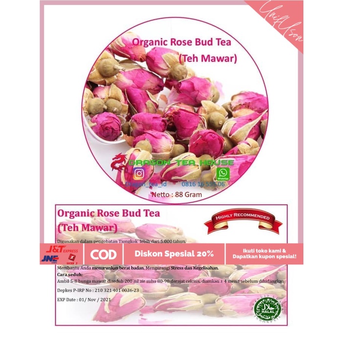 

⭐COD⭐ ORGANIC FRENCH ROSE BUD TEA TEH MAWAR 88 GR BEST QUALITY