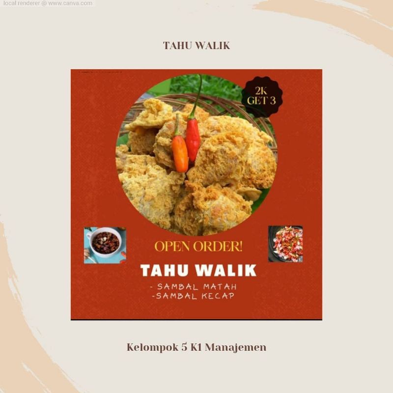 

Tahu Walik Sambal Matah dan Sambal kecap