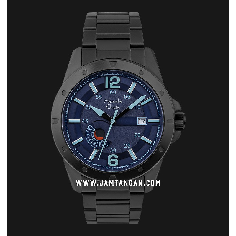 Alexandre Christie AC 6536 ME BIPBU Men Blue Dial Black Stainless Steel Strap