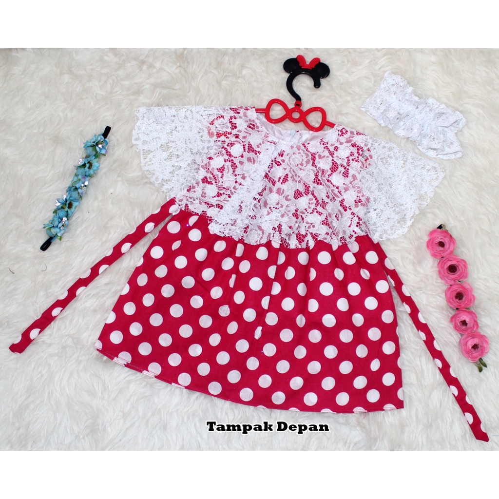 Dress Kids Kelly onde /Terusan Dress Casual+FREE Bando/Gaun Anak Polka