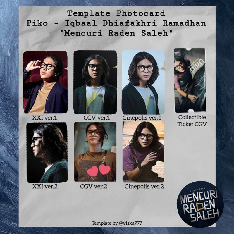 BOOKED Mencuri raden saleh collectible photocard cgv ver 2 iqbaal piko angga ucup ari irham tuktuk