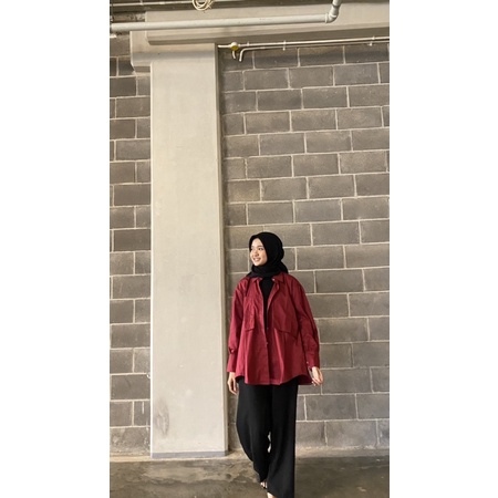 kemeja oversize two pocket