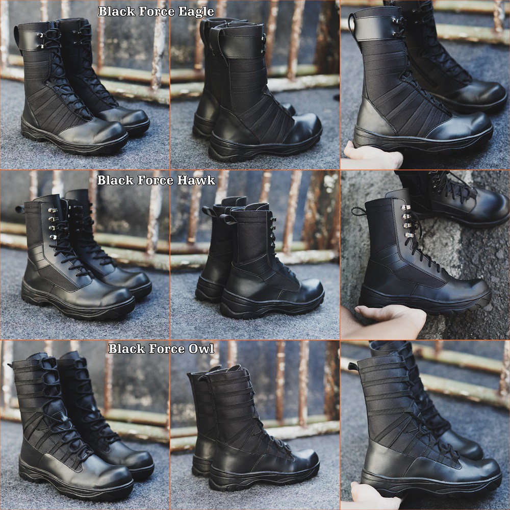 SM88 - Sepatu Boots Safety Pria BLACK FORCE Tinggi 8Inci PDL PDH Bots Cowok Security Polisi Premium