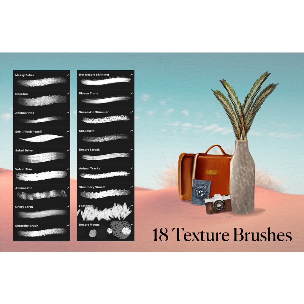 Procreate Brush - Safari Brushset, Texture Canvas &amp; Scene Creator