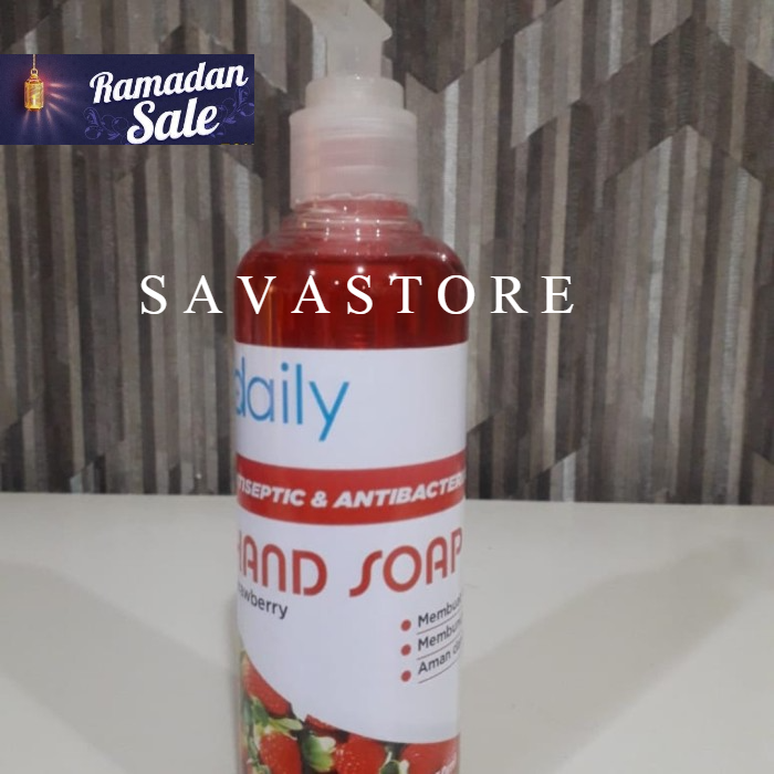 50 PCS SABUN CUCI TANGAN CAIR DAILY HAND SOAP ANTISEPTIC BACTERIAL 250ml AROMA STRAWBERRY APEL-PAKET