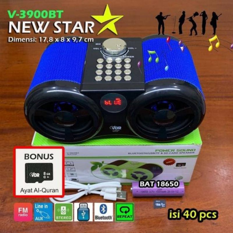 Speaker Bluetooth + FM Radio VDR V-3900 New Star