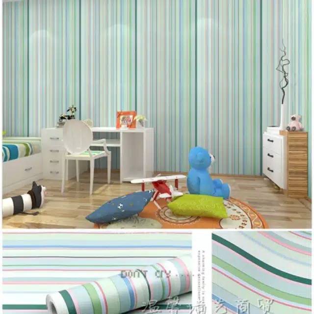 Wallpaper Dinding Motif Pelangi Hijau Ukuran Panjang 10Meter x Lebar 45Cm