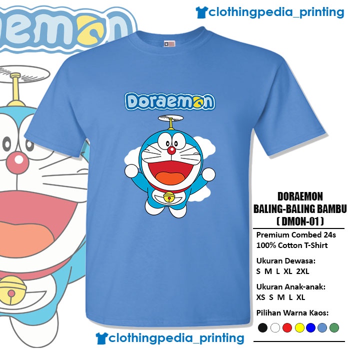 Kaos Doraemon Terbang Baling Baling Bambu Flying Bamboo Copter T-Shirt