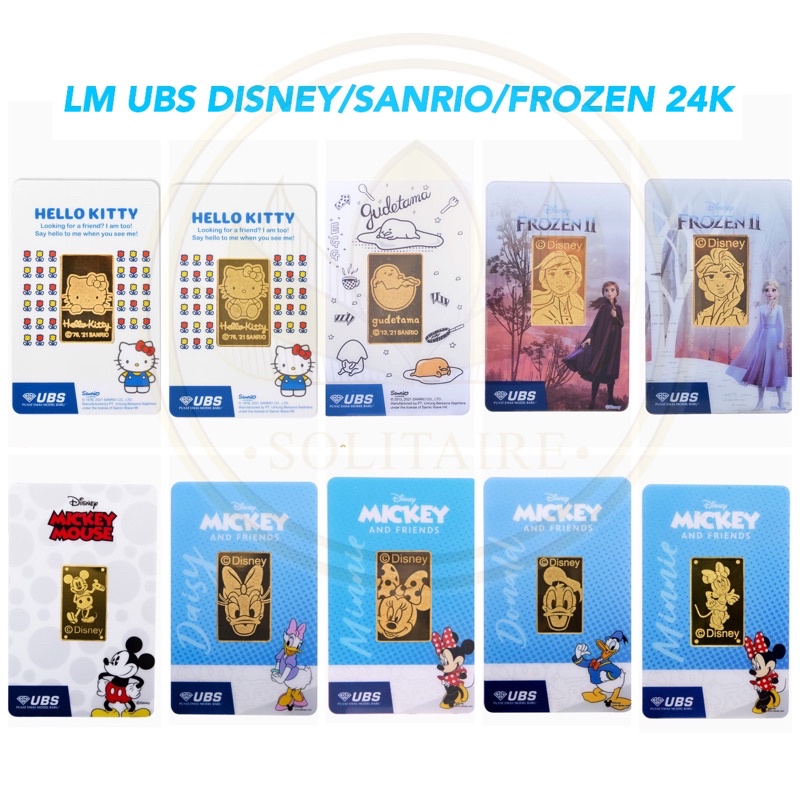 UBS Logam Mulia 24K 2 Gram 5 GRAM 10 GRAM DISNEY/SANRIO/GUDETAMA/HELLO KITTY/FROZEN PRINCESS ELSA AN