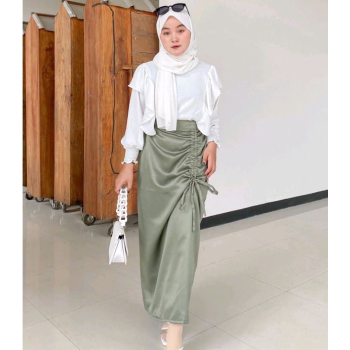 Rok Panjang Skirt / Korean Skirt / Rok Panjang Wanita / Rok Serut / Rok Serut Samping