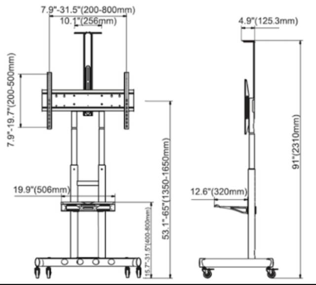 STANDING BRACKET TV 65 60 55 50 49 43 INCH NORTH BAYOU AVA1500-60-1P TIANG ADJUSTABLE