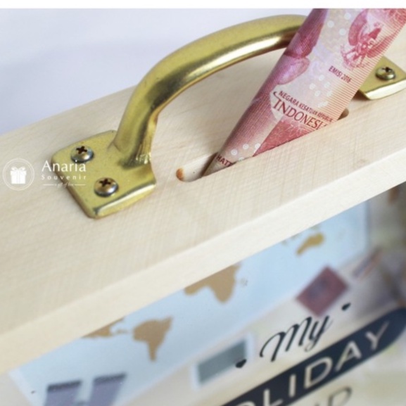 Celengan Koper Kayu Viral Celengan Custom Celengan Target Buka Tutup  Kado Unik Hadiah Celengan Unik Celengan Stiker-5