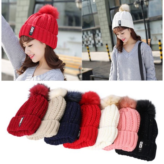 Topi Kupluk Wanita Musim Dingin Winter Beanie women Hat Import