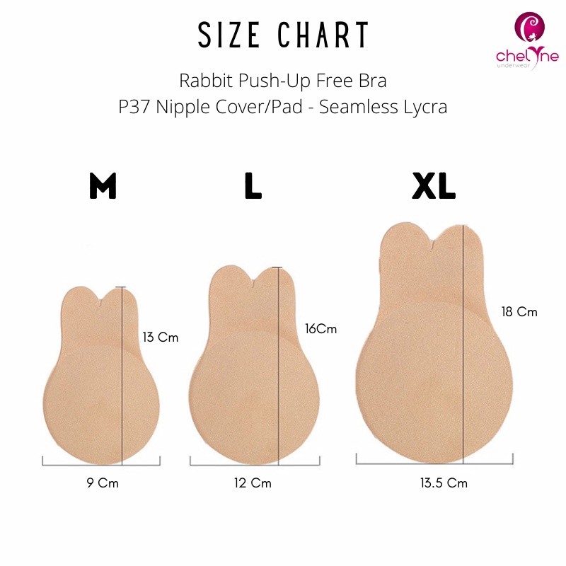 Rabbit Push-Up Free Bra Chelyne P37 / P3 Nipple Cover Nipple Pad - Seamless / Silikon - Plunge Bra / Party Bra