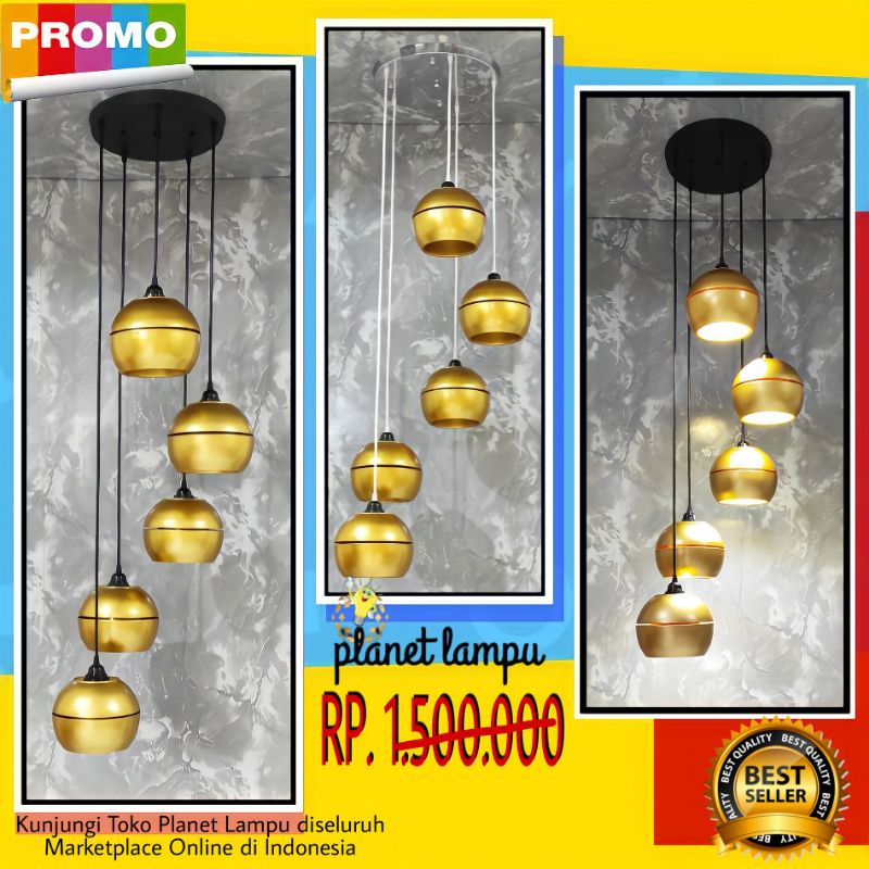 LAMPU GANTUNG VOID TANGGA MODERN MINIMALIS PLAFON RUANG TAMU CAFE ATAP MURAH KAP LAMPU HIAS VINTAGE 