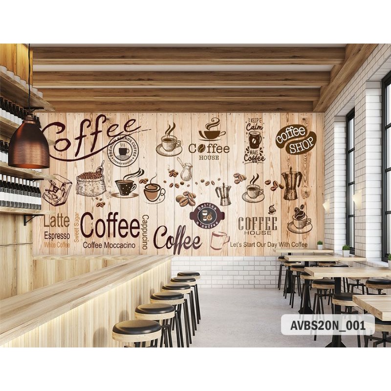 Wallpaper Custom 3D Wallpaper Coffee Shop Wallpaper Kafe Wallpaper Kedai Kopi 3D