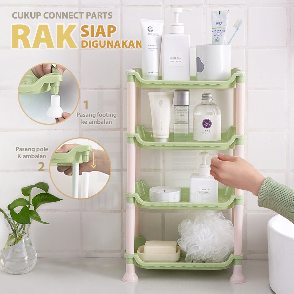 Rak Susun Dapur Bumbu Piring Gelas Rak Toilet Kamar Mandi Serbaguna Multifungsi 3 Susun 4 Susun HUGO