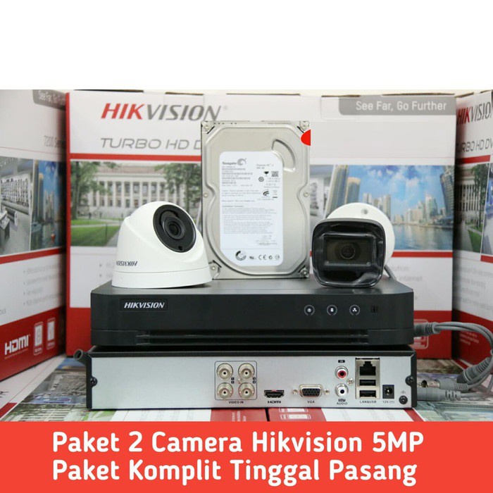 PAKET CCTV HIKVISION 5MP 2 KAMERA HDD 1TB SIAP PASANG