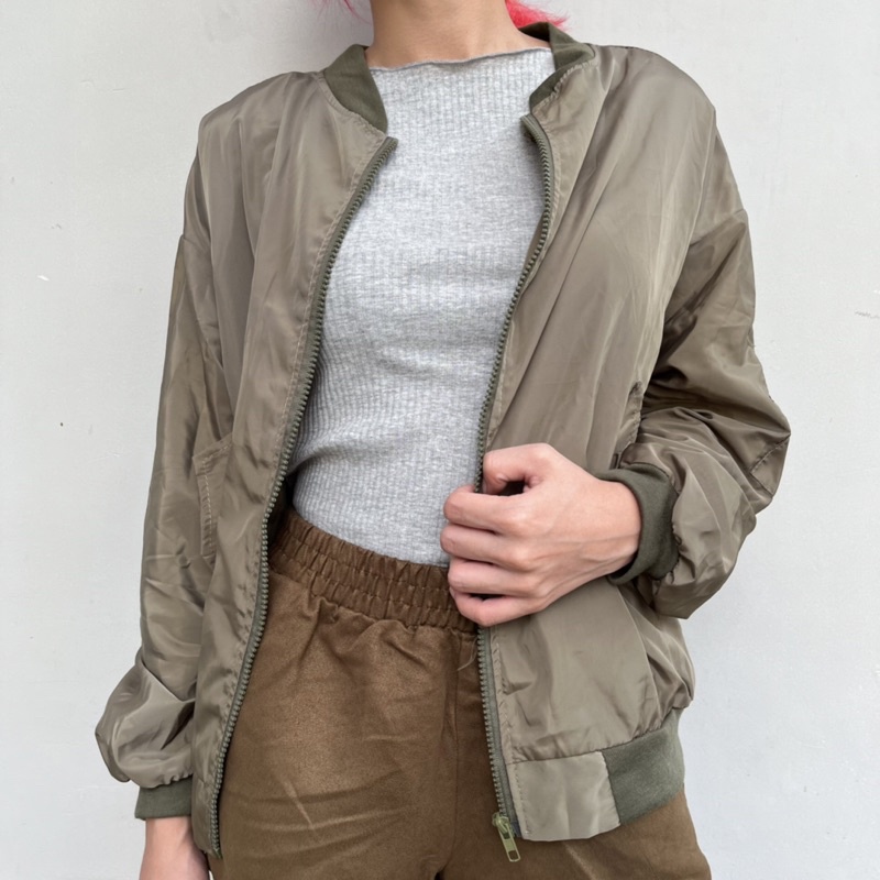 Jaket Bomber Musim Panas Import Korea China Wanita Keren Kasual