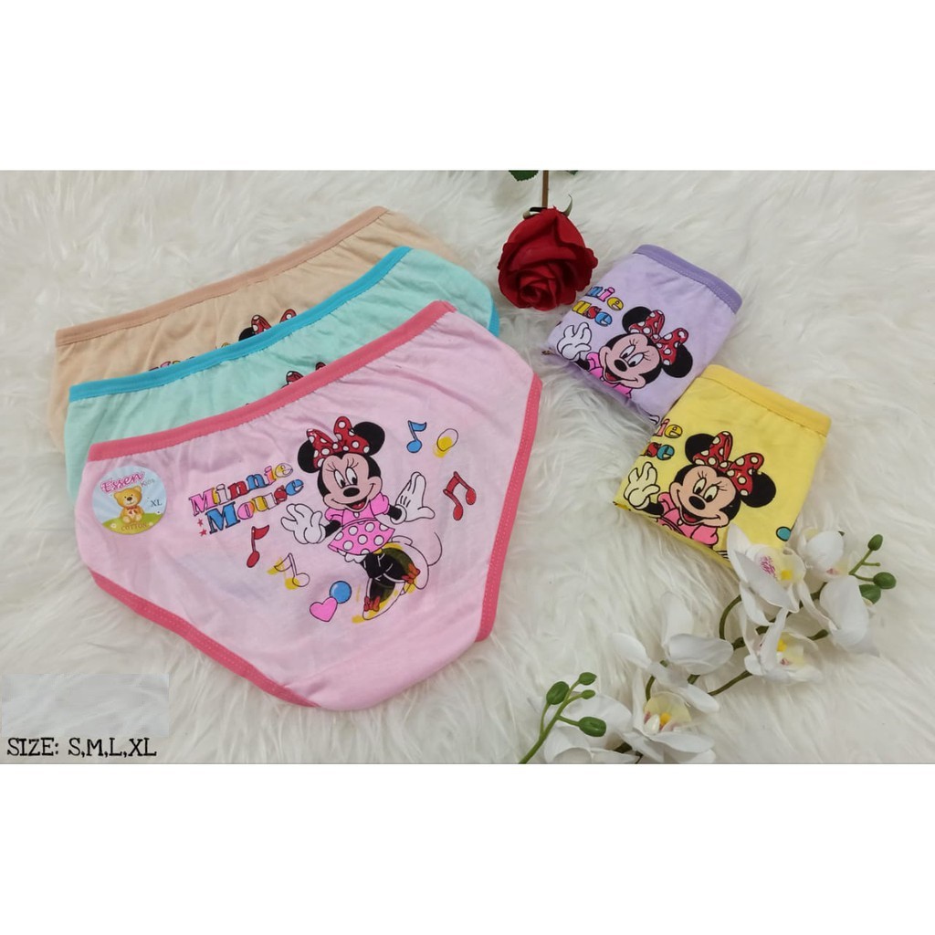 MURAH!! isi 3 PCS Celana Dalam Anak Perempuan Motif MINIE MOUSE usia 3 s/d 12 Tahun - CD Wanita - CD Anak Cewek - CD Karakter LUCU - Dalaman Anak BERMOTIF KARAKTER TERBARU