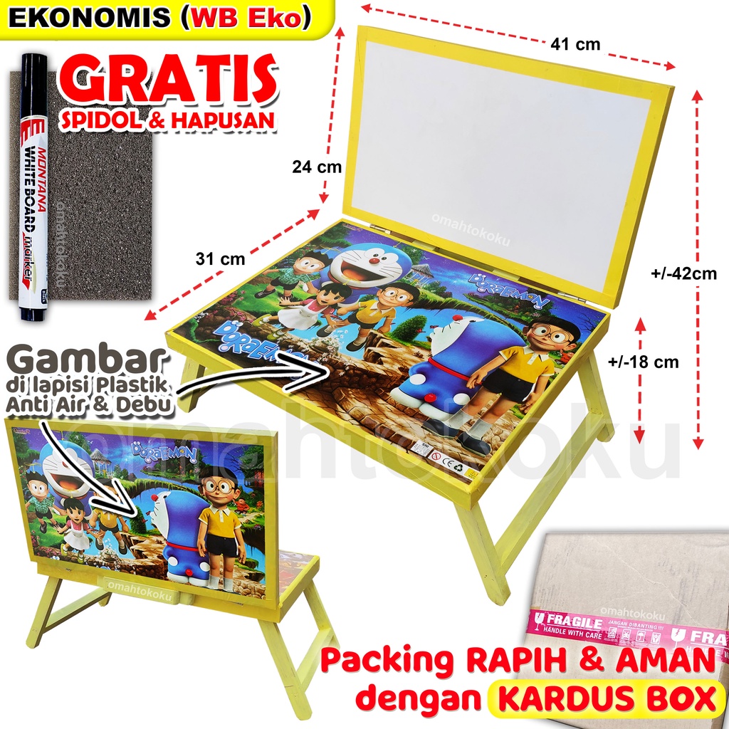 

Ndevansss - Meja Belajar Lipat Anak + Papan Tulis Karakter 30X40X24 Cm + Gratis Spidol & Penghapus