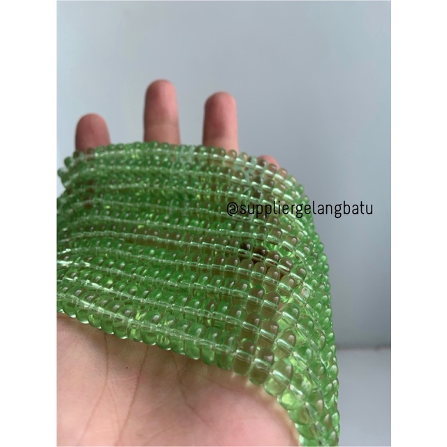 batu rondelle Stone Beads 3 x 8mm green quartz pembatas tasbih kuarsa