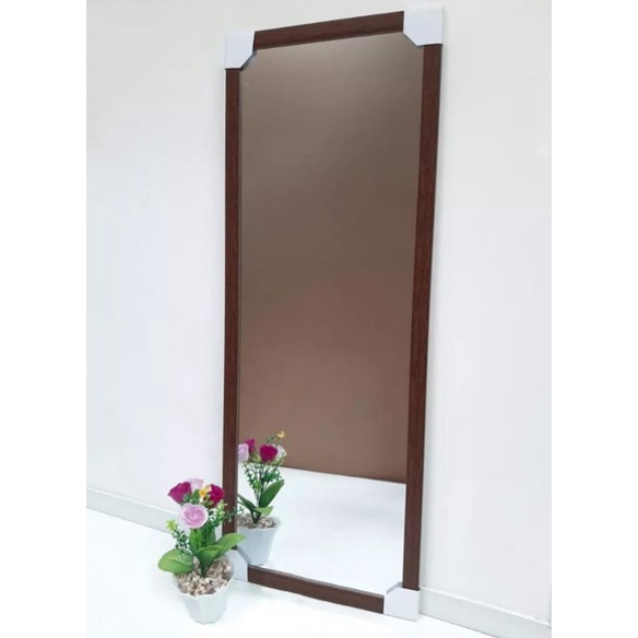 Cermin Dinding Minimalis Kaca Cermin Gantung full badan 95 X 35-Coklat tua