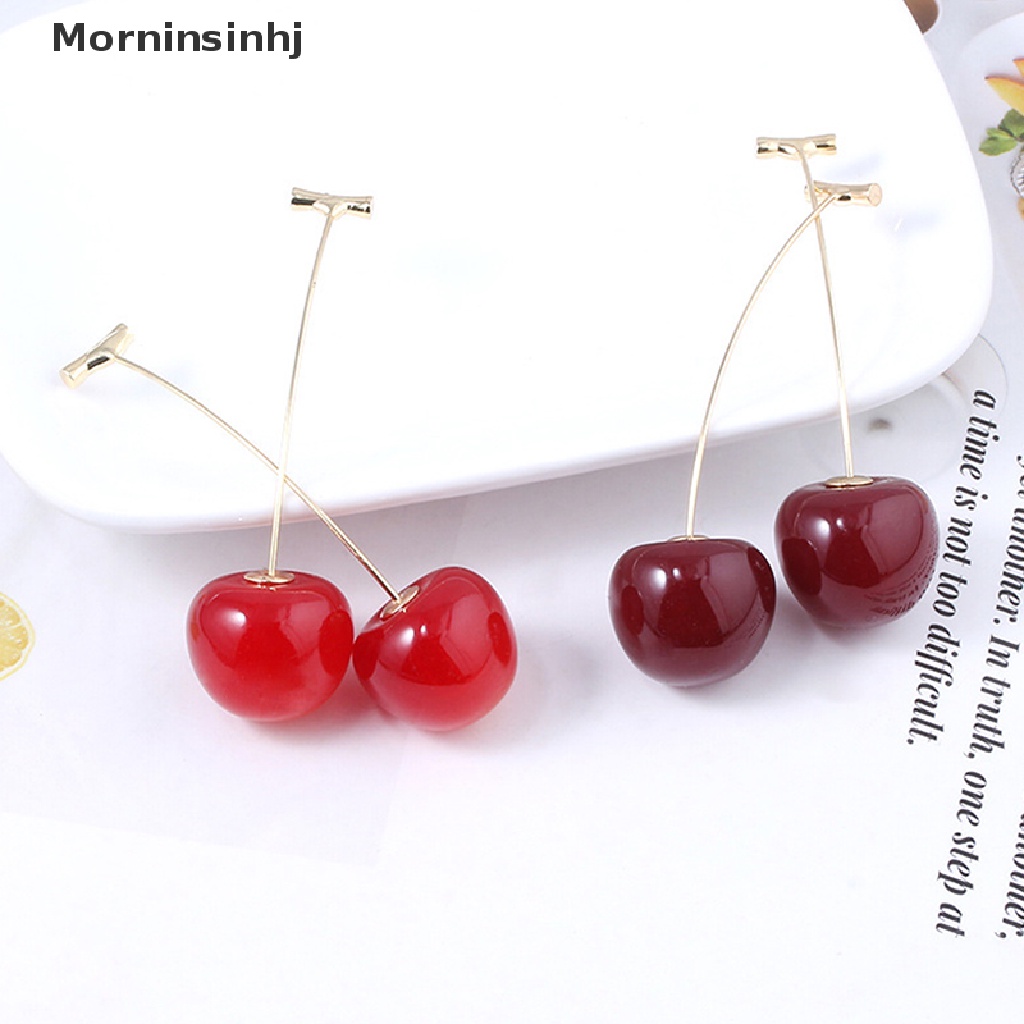 Mornin Bizarre Adventure Earrings Cherry Drop Anting Wanita Pria Cosplay Klip Telinga Perhiasan Hadiah id