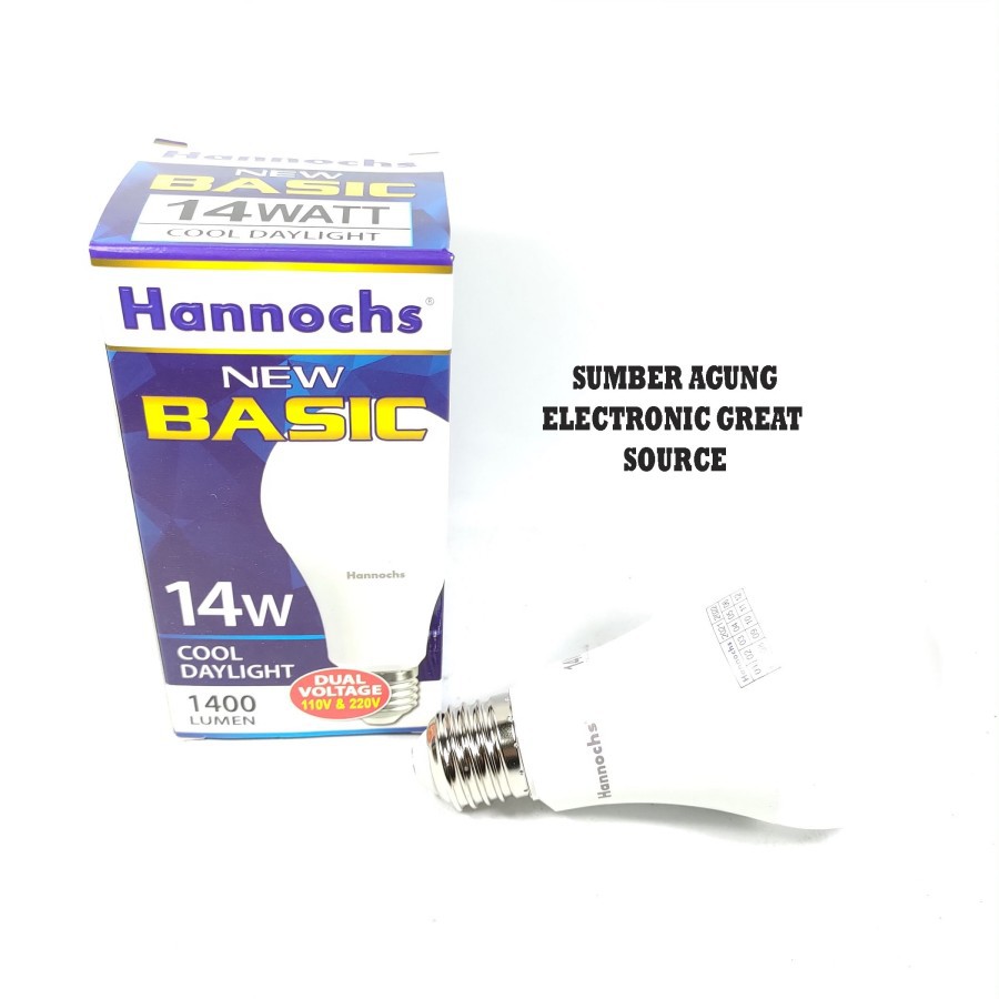 Hannochs Lampu LED 14W Basic Cool Daiylight Cahaya Putih 1400 Lumen Aw