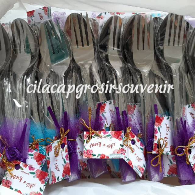 Souvenir Pernikahan Murah Sendok Garpu Makan Tipis Packing Plastik Tile Minimal Order 100 Pcs