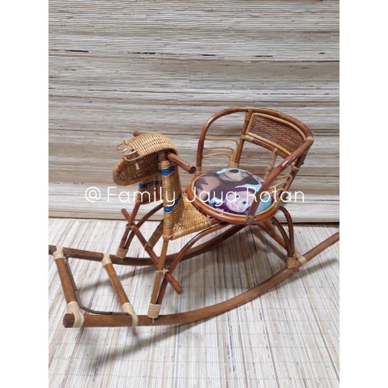 Kuda Goyang Anak Rotan/kuda jungkit rotan dengan jok duduk