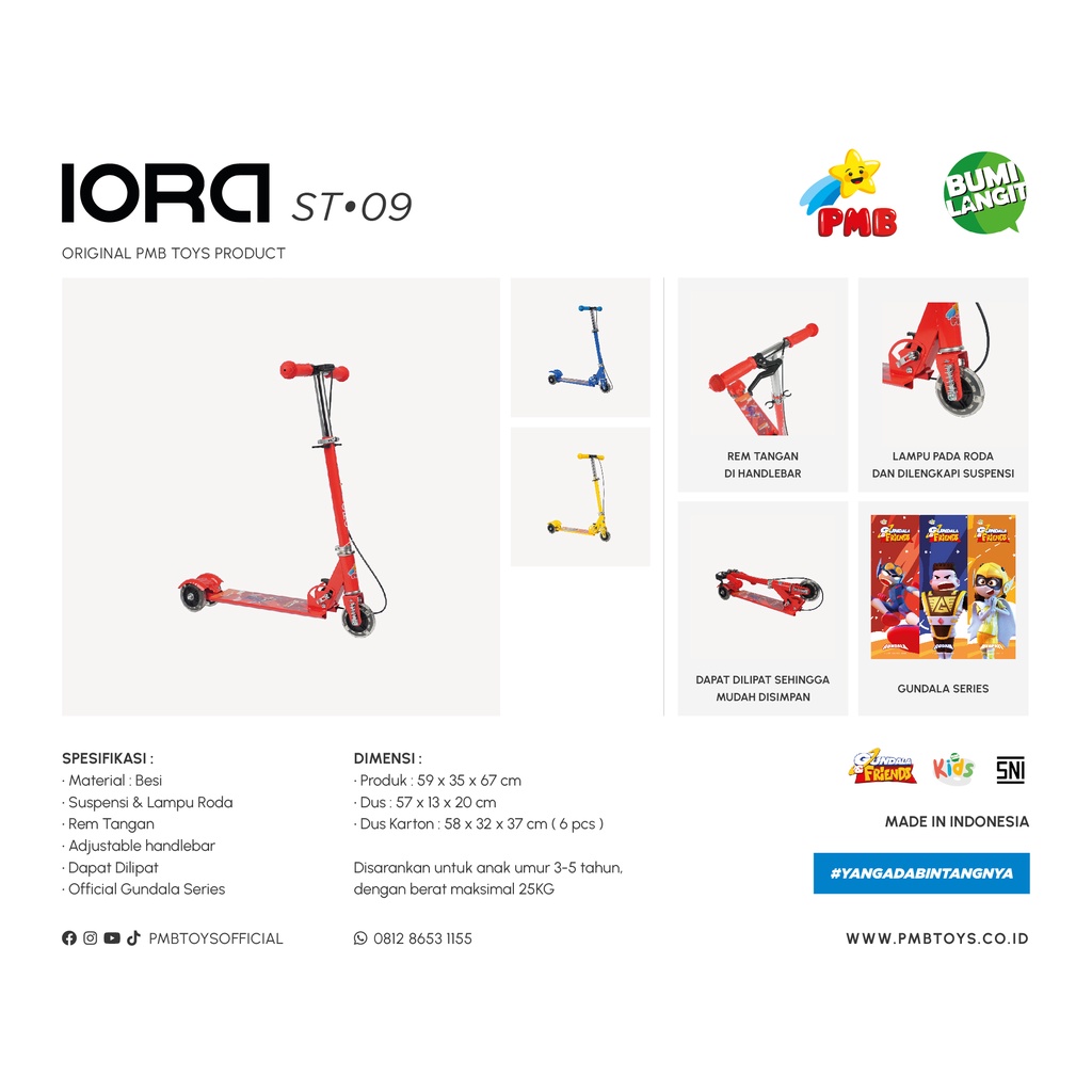 Scooter PMB IORA ST 09 / ST 08 scooter anak dan dewasa termurah