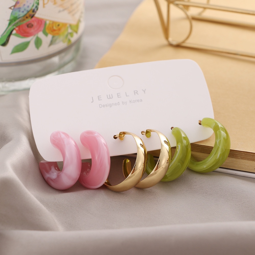 6pcs / Set Anting Bahan Asetat Alloy Akrilik Untuk Wanita