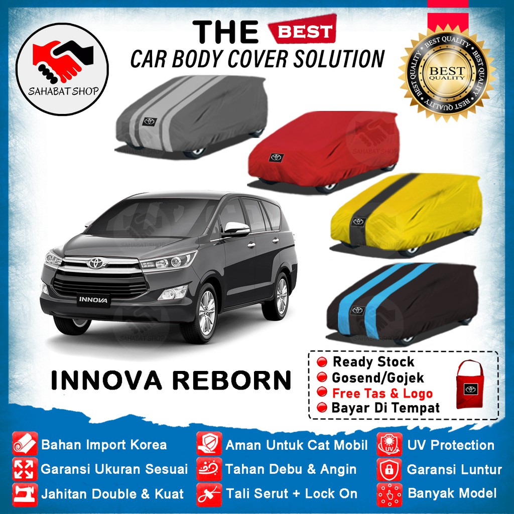 Body Cover Mobil Innova Reborn / Sarung Mobil Innova Reborn Outdoor / Selimut Penutup Kijang Innova Pelindung Jas Mantol Kerudung Bungkus Terpal Pembungkus Kerodong Mantel Tutup Mobil Inova Ribon Waterpoof