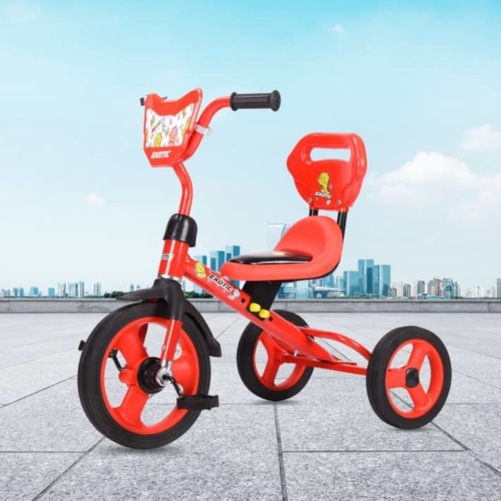 Sepeda Roda Tiga Anak Exotic ET1255 1-3 Tahun Ban Karet dengan Bearing Sandaran BMX Baby Tricycle