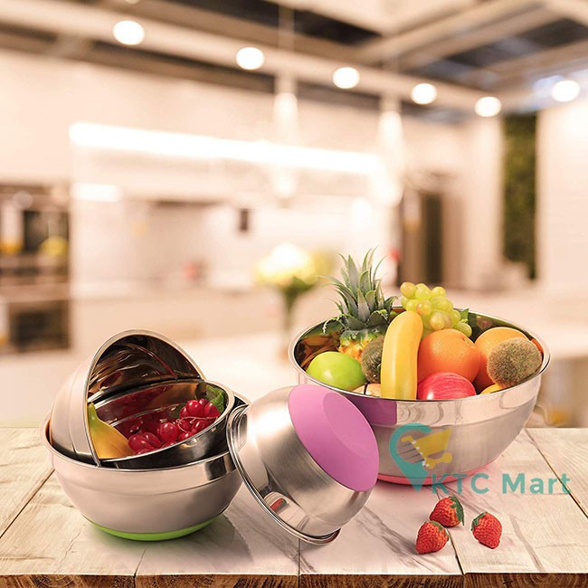 (OBRAL) Mixing Bowl Warna Anti Slip/ Mangkok Baskom Adonan Stainless CUCI GUDANG